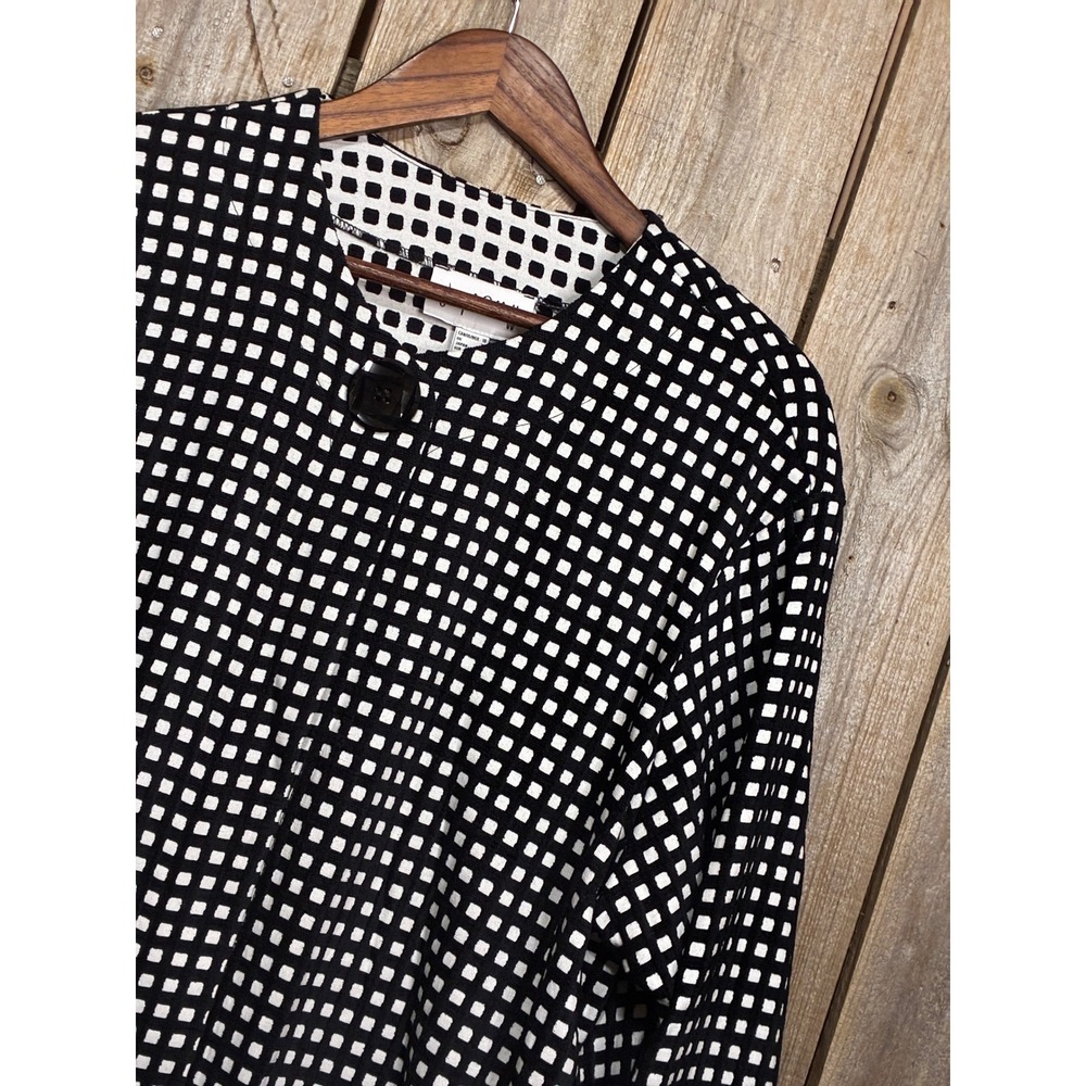 Joseph Ribkoff Black White Grid Knit Cardigan Jacket Womens 18 Single Button